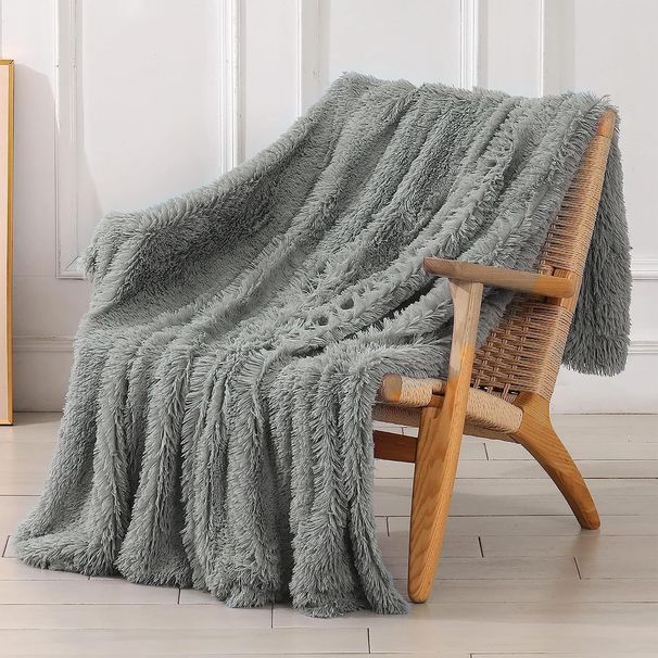 Coperta di peluche per divano, morbida, calda, confortevole, in pelliccia sintetica, per divano e letto, doppia faccia._voghion.com