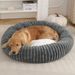 All-Season Round Dog Soft Comfortable Cat Bed Striped Plush Mat Donut Pet Nest_voghion.com