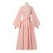 Women's Clothing Commuting Vacation Casual Bell Sleeves Belted Swing Long Dress Wholesale_voghion.com
