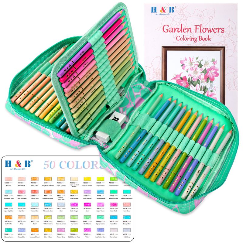 50-Color Macaron Colored Pencils Set With PU Bag - Soft Pastel Shades For Artists, Sketching, Coloring Books & DIY Crafts_voghion.com