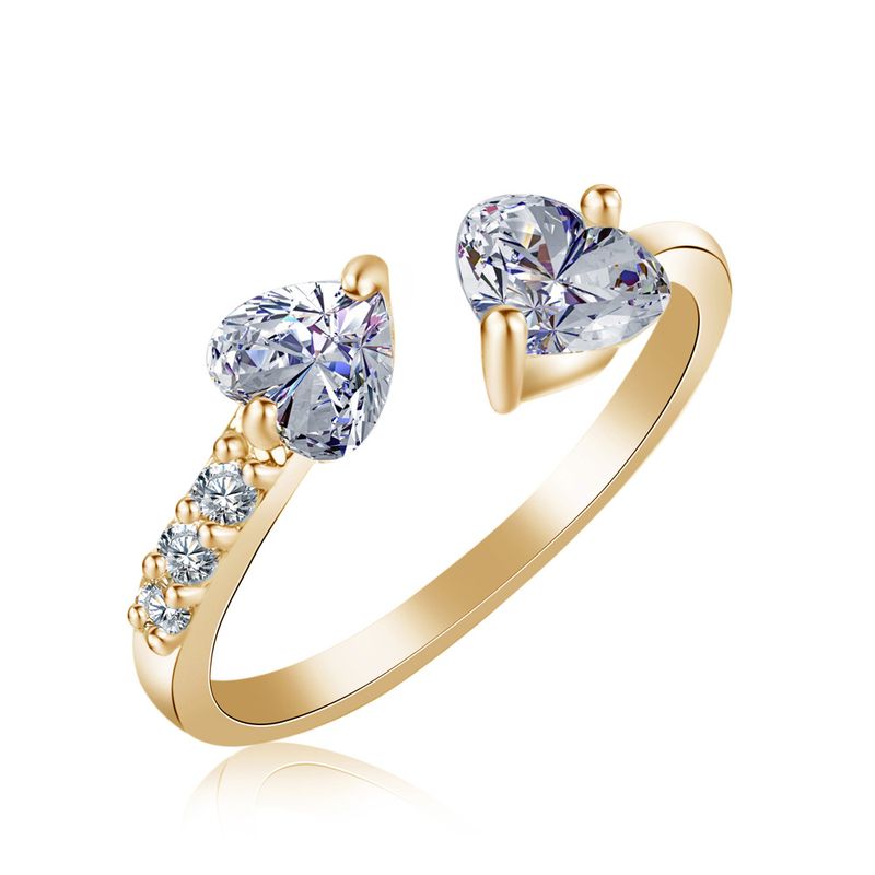 Anello coreano da donna con zircone a forma di cuore, leggero, di lusso, con personalità, aperto, alla moda e dal senso avanzato_voghion.com