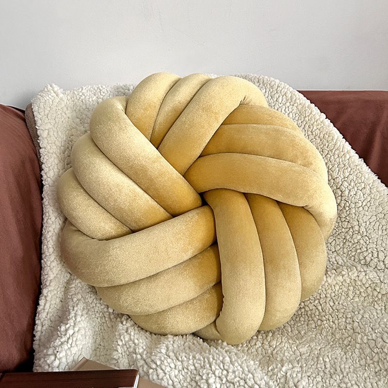 Luxury Velvet Round Cushion - 3-Strand Woven Pillow For Sofa/Bed/Bay Window (Plush Home Decor Accent)​​_voghion.com