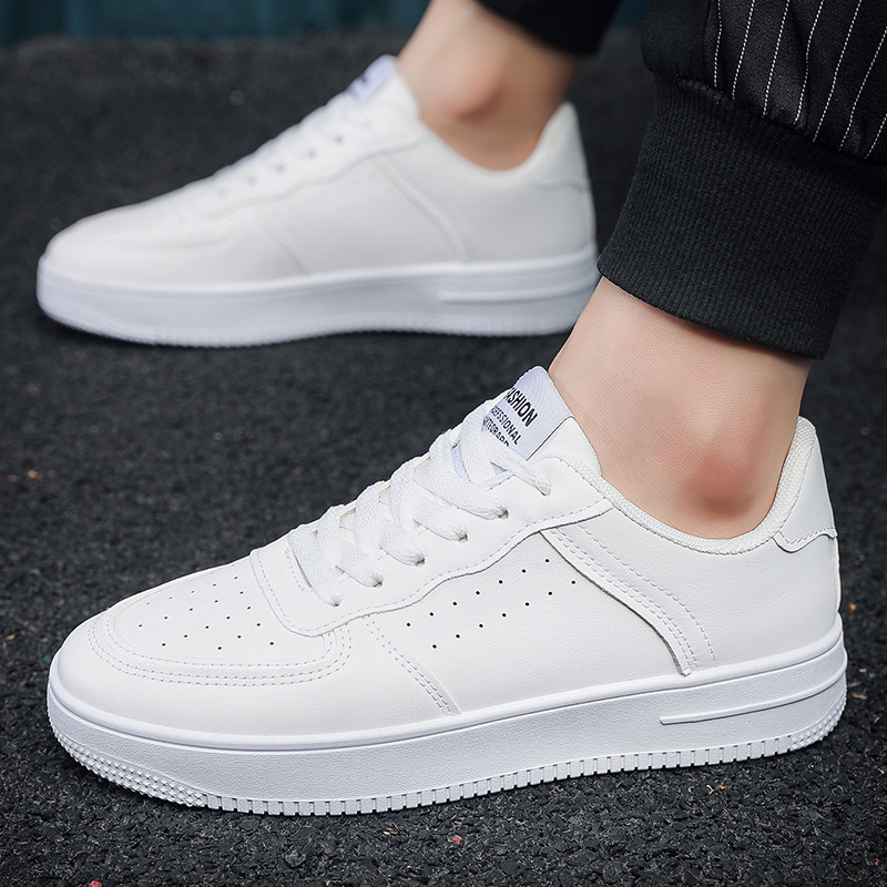 Herbstschuhe Herren-Boardschuhe Koreanische Version der modischen Schuhe Herren lässige weiße Schuhe Leder atmungsaktive Herrenschuhe Sport kleine weiße Schuhe_voghion.com