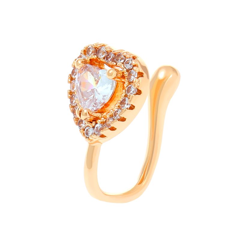Copper-inlaid Zircon U-shaped Nose Clip Perforation-free False Puncture Nose Ring Nose Nail for Men and Women _voghion.com