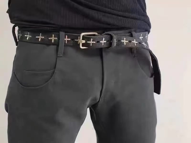 Y2K Style Punk Cross Metal Handmade Dark High Street Unisex Belt_voghion.com