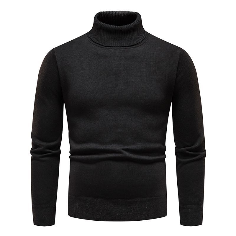 ​​Herren-Thermopullover mit hohem Kragen und Fleecefutter, Strickoberteil für die Freizeit im Winter​​_voghion.com