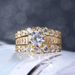 Cao Shi Women's Wedding Luxurious Gold Bright Crystal Zircon Modern Design Engagement Party New Ring_voghion.com