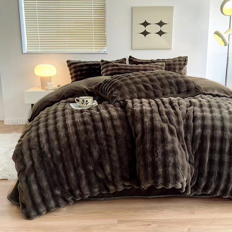 Alto peso addensato caldo in autunno e inverno, coperta regalo per pisolino per il pranzo in peluche di coniglio, coperta di copertura_voghion.com