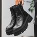 Wind Side Chain High Top Martin Boots Retro Tooling Boots Short Boots_voghion.com