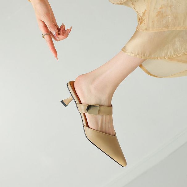 Minimalistisch gestaltete Halbschuhe mit Stirnband für Damen im Freien, Sommerschuhe aus weichem Leder von Mary Jane Muller,_voghion.com