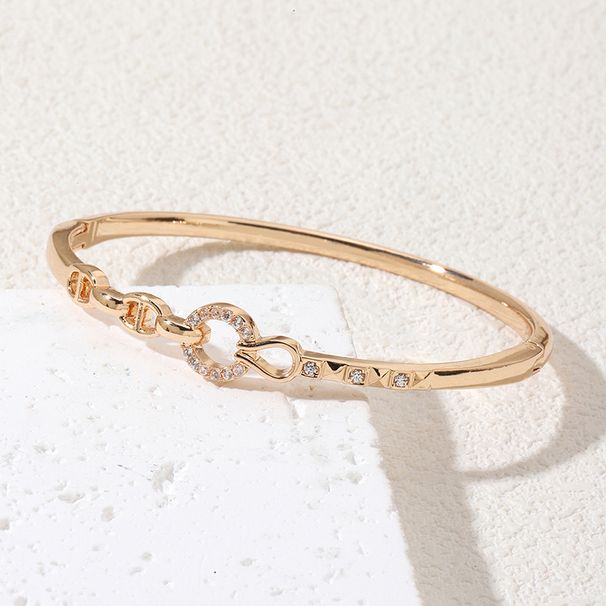 Bracciale da donna di alta gamma, semplice, versatile e alla moda, con chiusura in zirconia micro-intarsiata e tempestato di diamanti_voghion.com