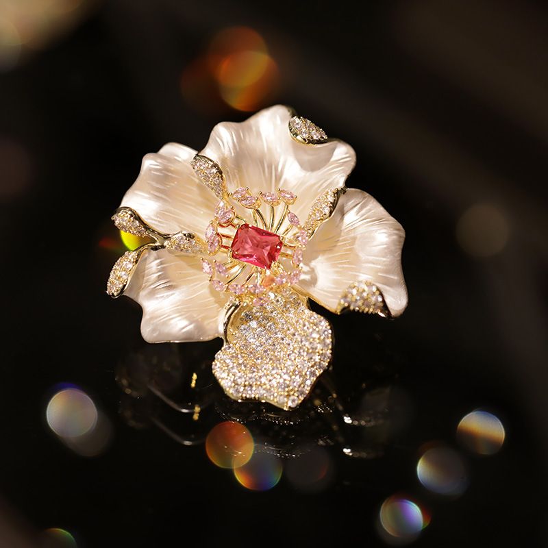 Fine Jewelry New White Peony Brooch High End Luxury Temperament Elegant Clothing Accessories Corsage_voghion.com
