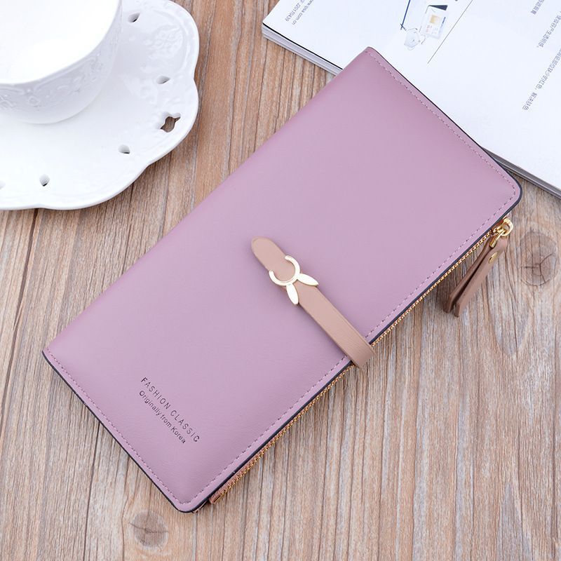 Nouveau portefeuille pour femme, long, version coréenne, mode étudiante, fermeture éclair, fin, multi-cartes, souple, porte-cartes_voghion.com