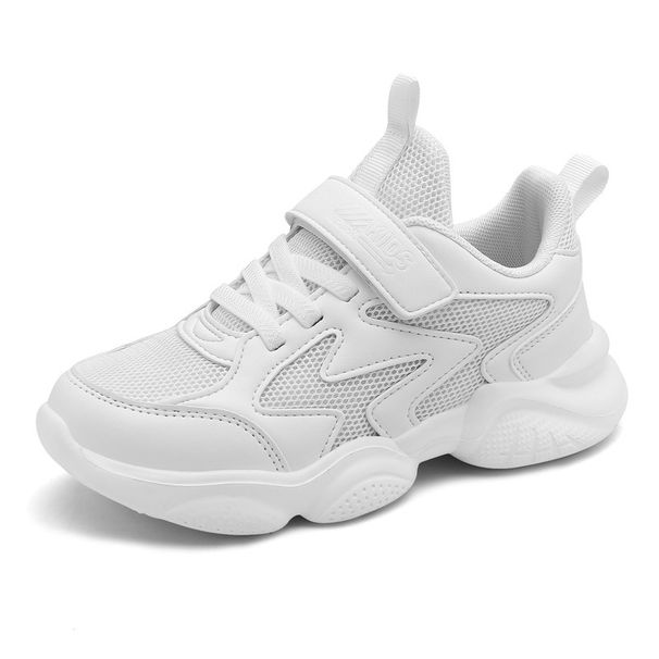 Mädchenschuhe, Jungen 2025 Frühling Herbst Mesh Atmungsaktive mittlere und kleine weiche Sohlen Schulkinder weiße Sportschuhe_voghion.com