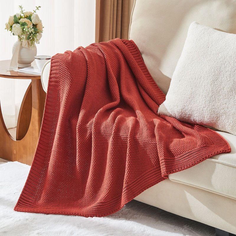 Pure Color Skin Friendly Soft Acrylic Knitted Blanket Sofa Office Nap Air Conditioning Blanket Warm Cover Blanket_voghion.com
