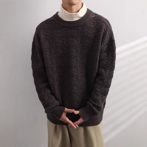 Übergroßer Strickpullover für Herren – Unisex-Pullover, lässiges Oberteil für Winter und Herbst (Apricot/Braun, M-XXL)_voghion.com