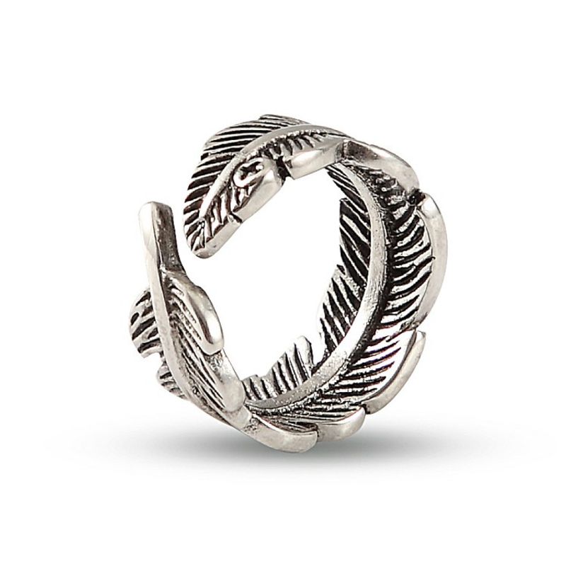 Indischer Trend High Bridge Feather Herren Titan Stahl Zeigefinger Paar Offener Damen Schwanzring_voghion.com