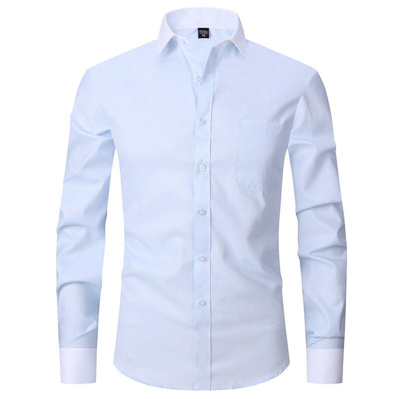 Frühling/Sommer Französisch Herren schwarz Kleid langärmelige solide blau Streifen Inch Shirt Twill_voghion.com