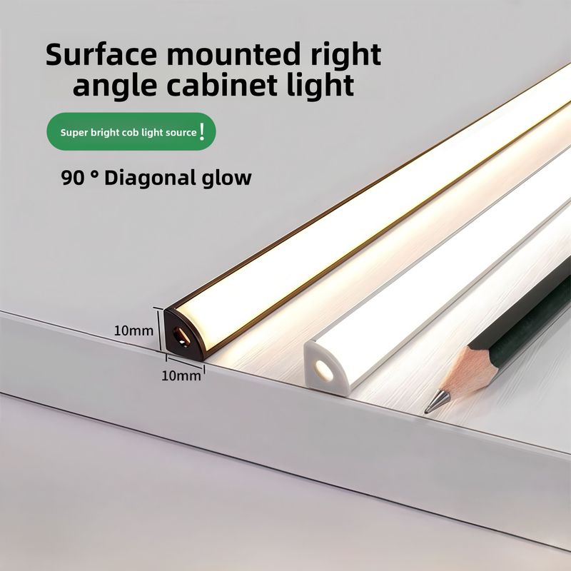 Right Angle No Slot Surface Mounted Wine Wardrobe Shelf Cabinet Bottom LED Triangle Light Strip COB_voghion.com