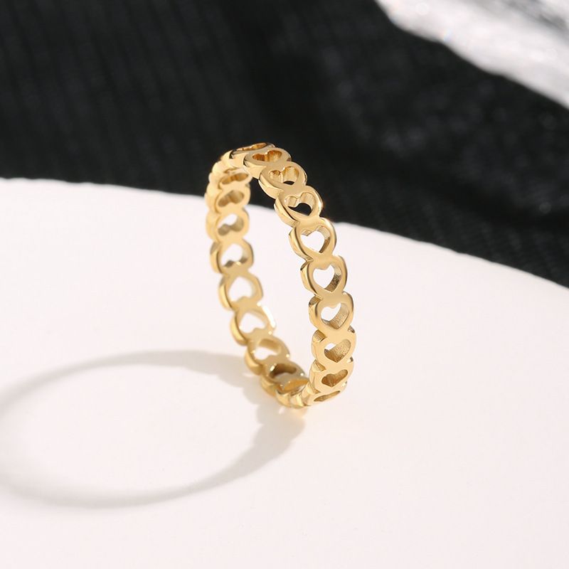 Bague cœur pêche en acier titane – Bijou d'amour creux et solide pour couple (design de niche, style avant-gardiste)_voghion.com