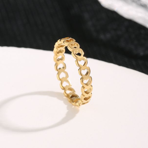 Bague cœur pêche en acier titane – Bijou d'amour creux et solide pour couple (design de niche, style avant-gardiste)_voghion.com