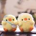Mini Cute Plush Cartoon Yellow Chick Keychain Fluffy Soft Toy Blue With Hat_voghion.com