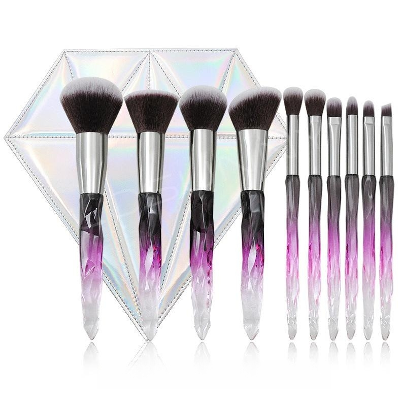 10 pezzi di pennelli per trucco professionale diamantati set di pennelli per cosmetici in polvere per ombretti, fondotinta, fard, correttore, pennelli per strumenti di bellezza_voghion.com