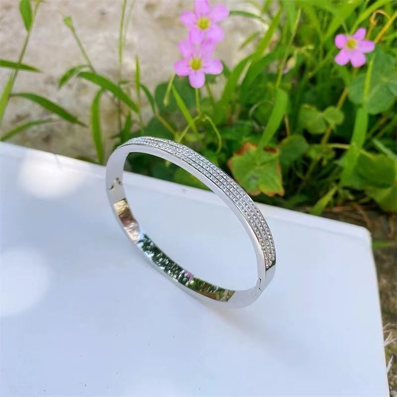 Gypsophila Shiny Light Luxury Fashion Titanium Steel For Women Non-Fading Buckle Bracelet Gold New Jewelry_voghion.com