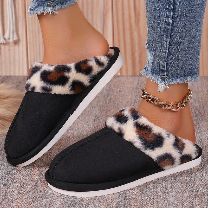Women's Shoes fashion fur half slippers winter home flat heel indoor and large size cotton slippers _voghion.com