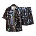 Herren Sommer Neue Große Größe Gedruckt Kurzarm Hemd Anzug Strand Hosen Sets_voghion.com