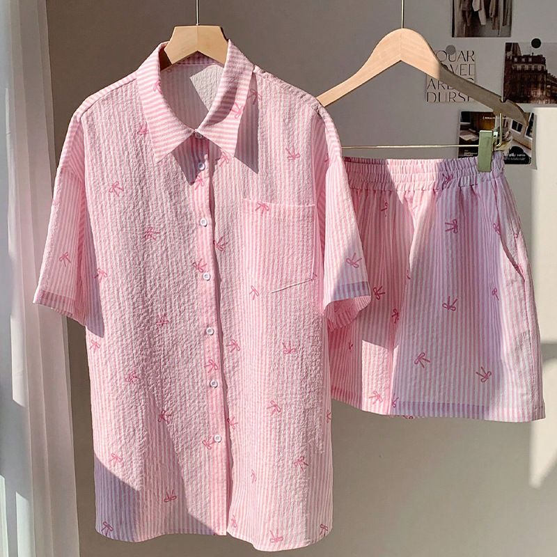Women's Clothing Shorts Shirt Wide Leg Shorts Two Piece Suit Summer Commuter Suit_voghion.com