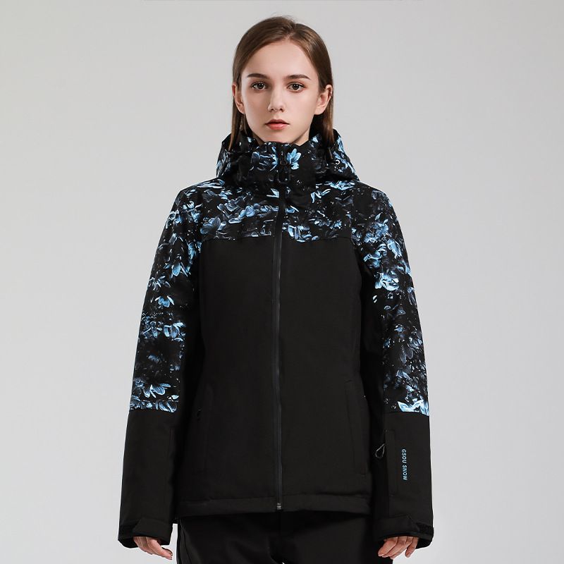 New snowwear women's windproof, waterproof, wear-resistant clip cotton warm veneer double board snow coat_voghion.com