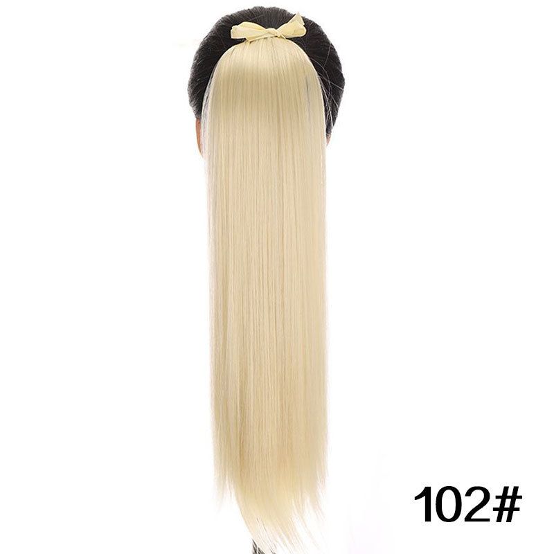 Extension per capelli Parrucca Coda di cavallo Donna Legatura Coda di cavallo lunga e dritta Legatura in seta ad alta temperatura Coda di cavallo_voghion.com