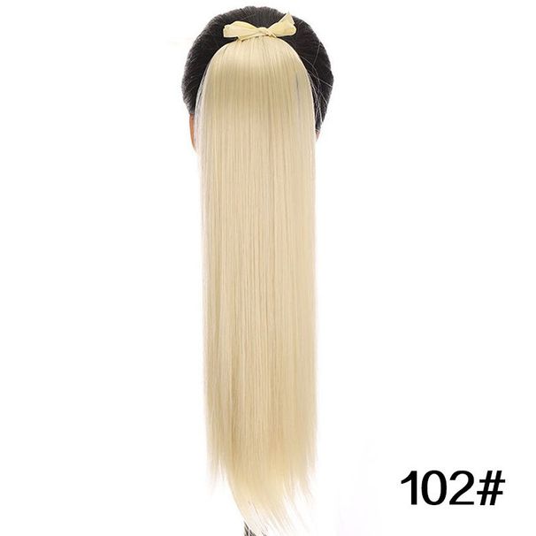 Extension per capelli Parrucca Coda di cavallo Donna Legatura Coda di cavallo lunga e dritta Legatura in seta ad alta temperatura Coda di cavallo_voghion.com