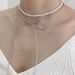 Ribbon Bowknot Pearl Double Layer Necklace For Women, Niche Design, Unique And Simple Versatile Choker Collarbone Chain_voghion.com