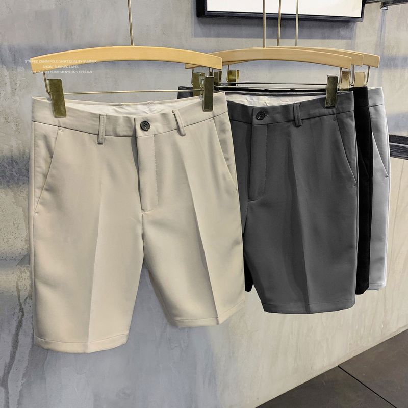 Men's Clothing summer hot sale thin short trousers style versatile slim fit mid length trousers solid color non iron men's casual trousers trend_voghion.com