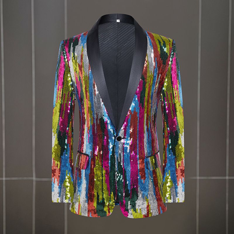 Herrenbekleidung Herren Camouflage Pailletten Performance Kostüm Host Sänger Kleid Bühnenperformance Nachtclub Bar Modeanzug_voghion.com