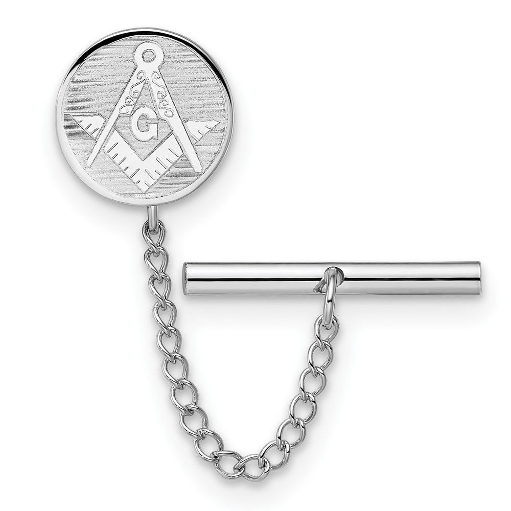 Kelly Waters Rhodium-plated Masonic Tie Tac With Safety Chain_voghion.com