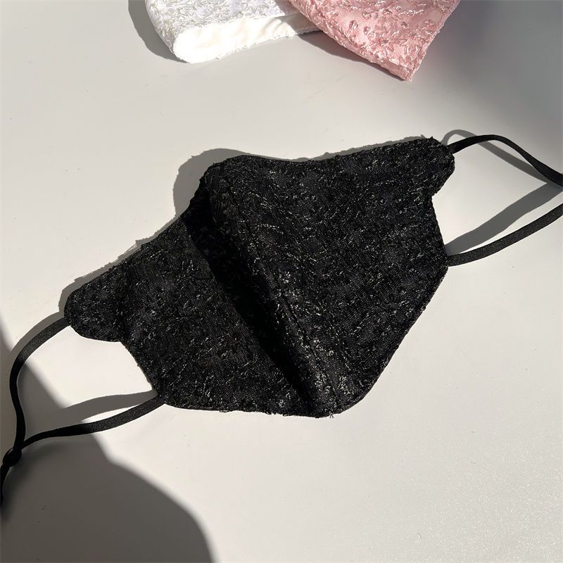 Maschera regolabile retrò personalizzata in pizzo ispessito con motivo a pizzo squisitamente lavorato a maglia per donna e autunno inverno_voghion.com