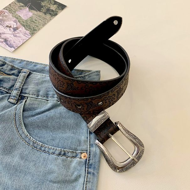 American Retro Print Spice Girl Style Belt Girl Spring And Summer 2025 New Casual Versatile Belt Decoration With Skirt_voghion.com