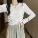 Ragazza 2022 Nuovo Top da donna per l'inizio dell'autunno, corto, slim fit, a maniche lunghe, intimo, design Sense, maglietta con coulisse, maglietta di base_voghion.com