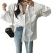 Korean chic 2024 spring/summer new style Frch elegant double pocket tie waist slimming lazy long sleeved shirt for_voghion.com