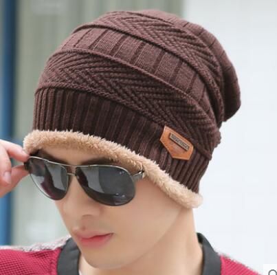 2024 Korean style Knitted with Fabric Velvet Warm Hoodie Men's Hat and Neck Same Style_voghion.com