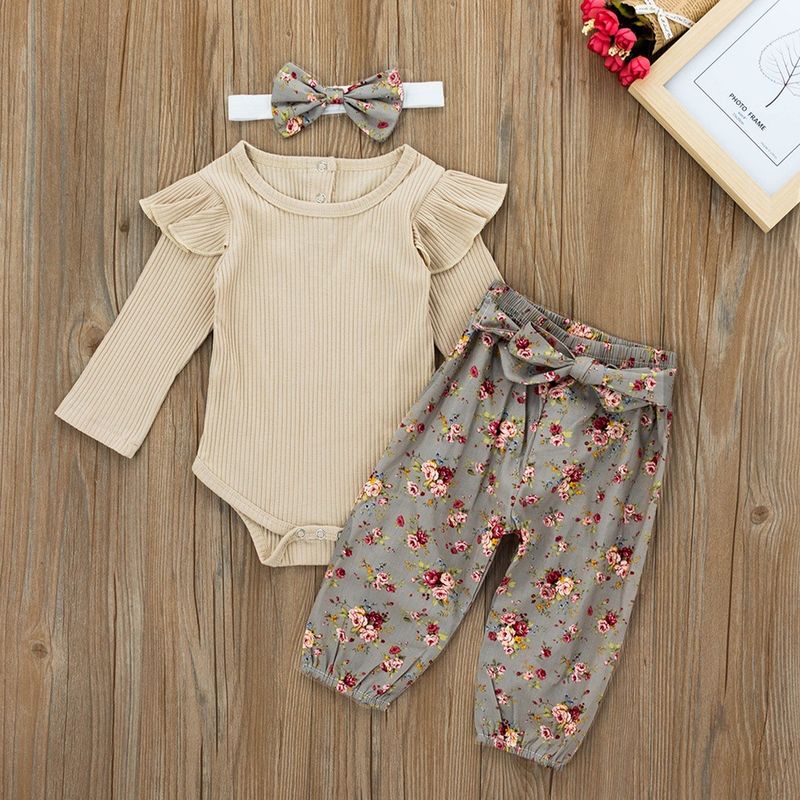 Mother & Kids Children's Clothing Wish Popular Baby Apricot Tights Flower Trousers With Headband Set_voghion.com