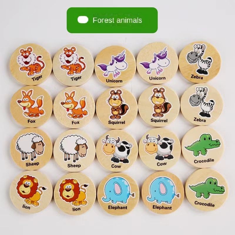 Find The Same Pattern Puzzle Game Kids Cartoon Animal Memory Chess Thinking Training Children Montessori Educational Wooden Toys_voghion.com