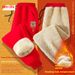 Pants men's winter velvet thickened 2024 Year of the Loong Youth middle school students red festive warm 12_voghion.com