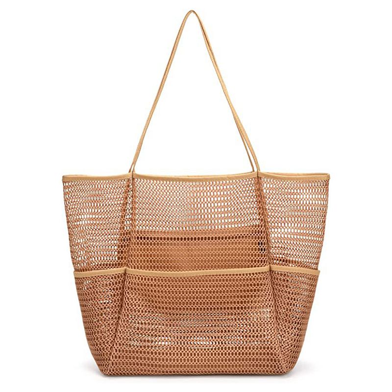 Nei Frae Schwammen Strand Mesh Damen Schëller Grouss Kapazitéit Rees Portable Späicherbeutel Multifunktions Handtasche_voghion.com