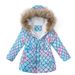 Abbigliamento per bambini Nuovo cappotto invernale lungo con cappuccio e collo di pelliccia stampato in cotone per ragazze Giacca in cotone per bambini_voghion.com