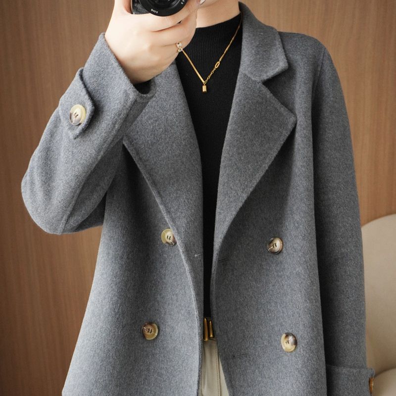Women's Clothing Autumn and winter loose woolen cardigan coat short suit collar woolen coat temperament fashion trend plus size women's clothing_voghion.com
