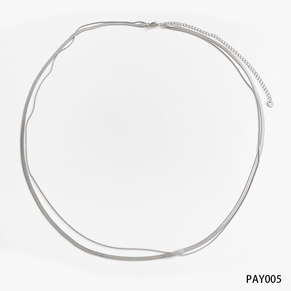 Unisex Waist Stainless Steel Street Beat Loop Trim Metal Body Simple Double Snake Bone Waist Chain_voghion.com